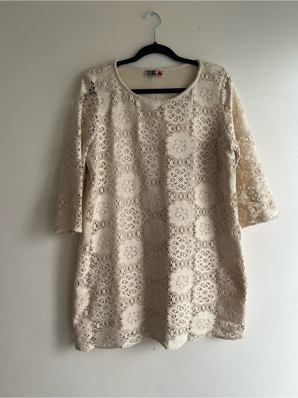 Vintage Cream Crochet Mini Dress